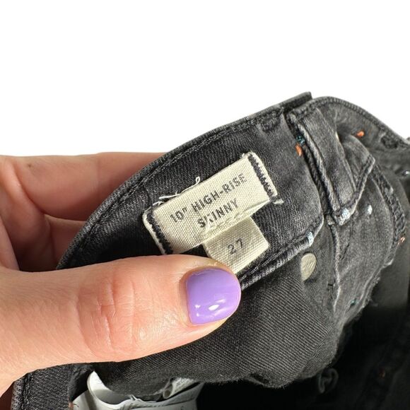 Madewell Vintage Washed Black High Rise Metallic Rainbow Dotted Skinny Jeans - Picture 12 of 13